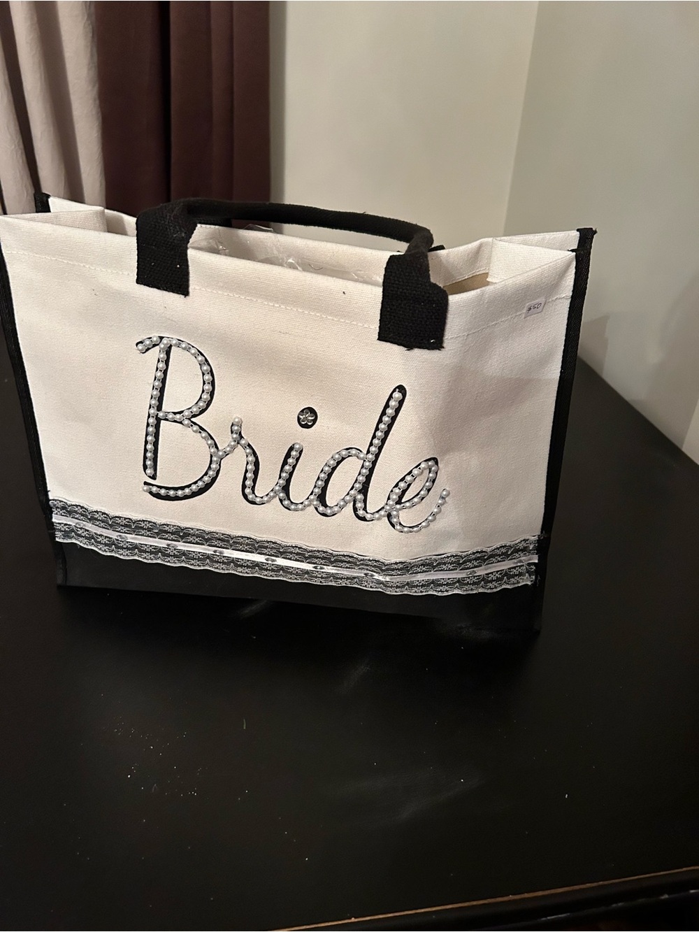 Bride Canvas Tote Bag in White and Black — Bridal Accessory